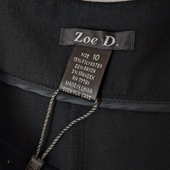NWT Zoe D Womens Pants Size 10 ~ Black High Rise Straight Leg Stretch - Picture 6 of 6